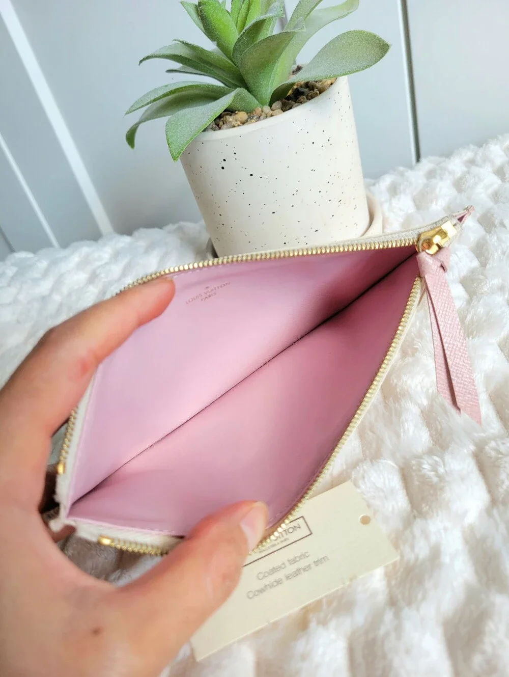 💕Louis Vuitton FELICIE Insert Coin Make Up Purse Wallet Damier Azur